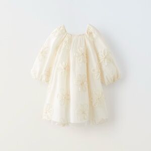 Zara ✨ NEW Toddler Girl Cream Floral Tulle Dress (2T)